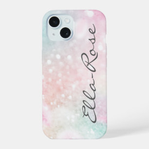 Pink Glitter Pretty Bokeh Pattern iPhone 15 Case