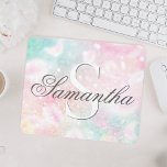 Pink Glitter Pretty Bokeh Pattern Mouse Mat<br><div class="desc">Easily personalise this pretty pink bokeh glitter pattern with your custom name and/or monogram.</div>