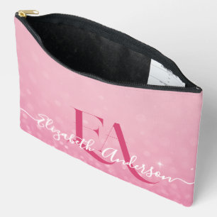 Pink Glitter Print Cut Sew Bag with Initials