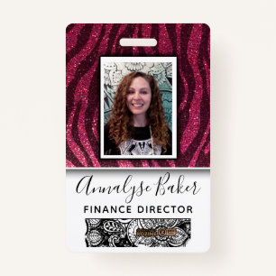 Pink Glitter Professional CNA Nurse Photo Name ID Badge