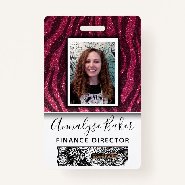 Pink Glitter Professional CNA Nurse Photo Name ID Badge (Front)