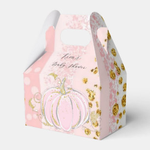 Pink Glitter Pumpkin Girl Baby Shower Favour Box
