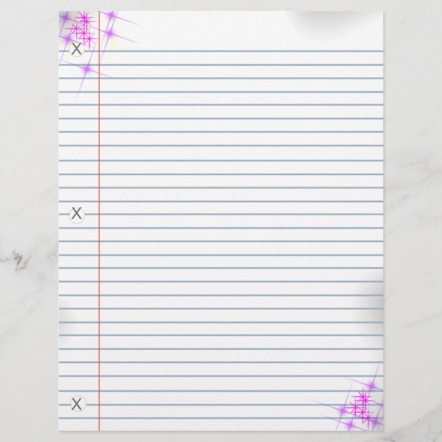 Pink Glitter Punk Notebook Paper (Front)