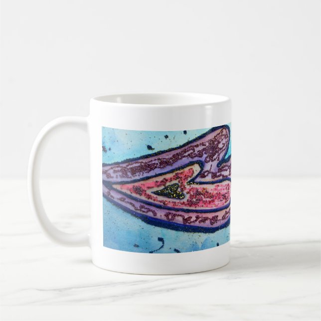  Pink Glitter Purple Hearts Custom Coffee Mug (Left)