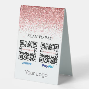 Pink Glitter QR Code Scan to Pay Your Logo