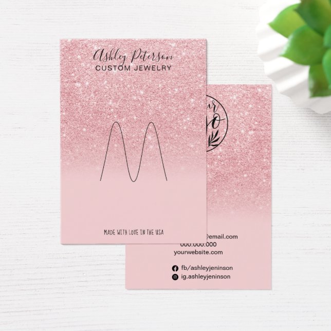 Pink glitter rainbow jewellery ring display (Desk)