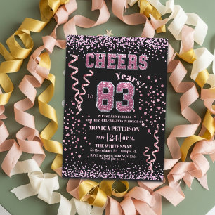 Pink Glitter Rhinestones 83rd Birthday Party  Invitation