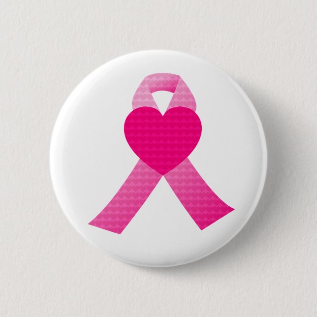 Pink Glitter Ribbon Breast Cancer Awareness Custom 6 Cm Round Badge (Front)