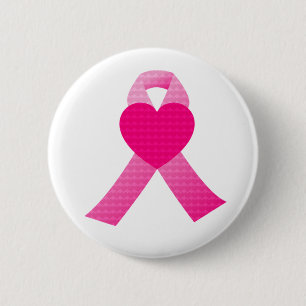 Pink Glitter Ribbon Breast Cancer Awareness Custom 6 Cm Round Badge