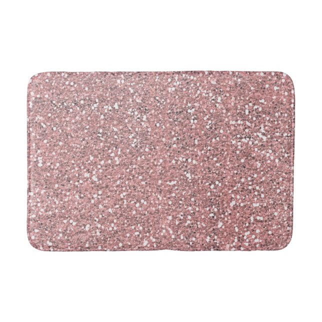 Pink Glitter Rose Gold Blush Glam Sparkle Bath Mat (Front)