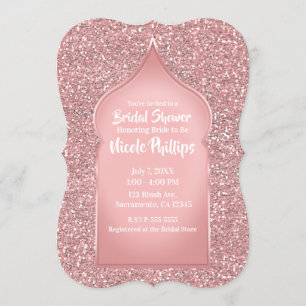 Pink Glitter Rose Gold Glam Bridal Shower Invitation