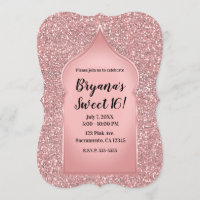 Pink Glitter Rose Gold Glam Chic Birthday Party