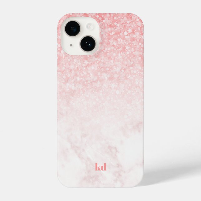 Pink glitter rose-gold marble texture iPhone case (Back)