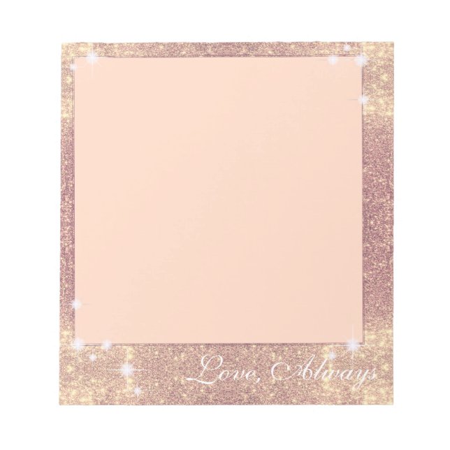 Pink Glitter Rose Gold Sparkle Faux Notepad (Front)