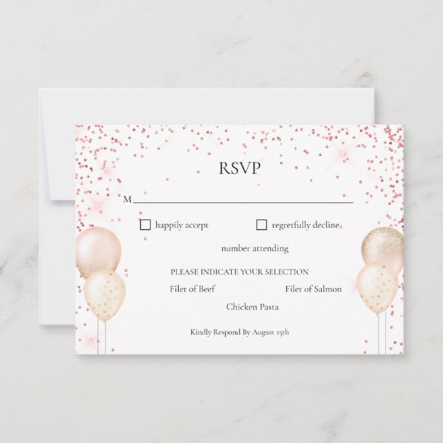 Pink Glitter RSVP Special Occasion Card (Front)