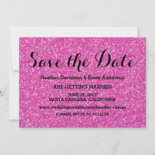 Pink Glitter Save the Date Invite