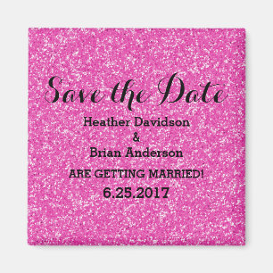 Pink Glitter Save the Date Magnet