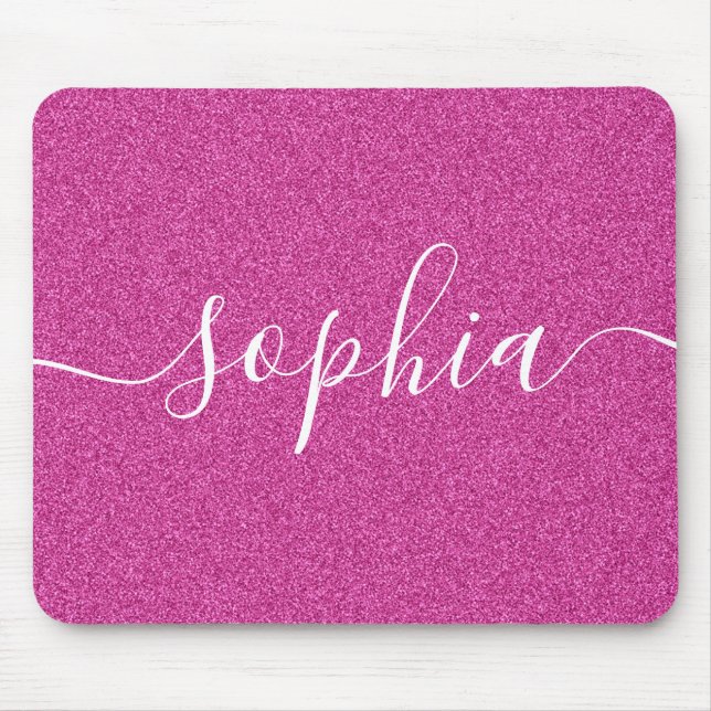 Pink Glitter Script Mouse Pad (Front)