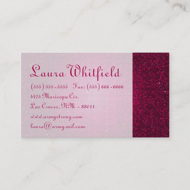 Pink Glitter Sequin Disco Glitz Business Card (Front)