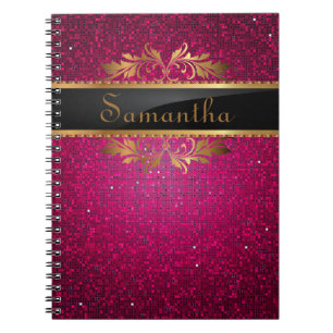 Pink Glitter Sequin Disco Glitz Spiral Notebook