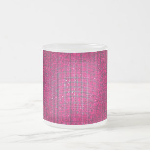 Pink Glitter Sequin Frosted Glass Coffee Mug Cup