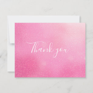 Pink Glitter Shimmer Script Business Thank You Card
