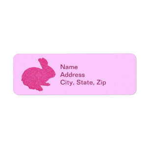 Pink Glitter Silhouette Bunny Address Labels