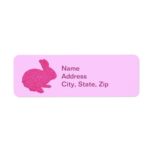 Pink Glitter Silhouette Bunny Address Labels (Front)