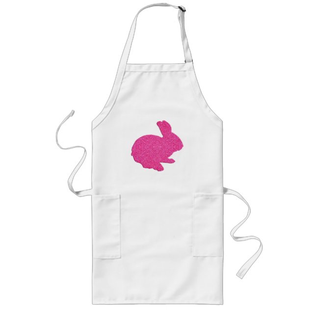 Pink Glitter Silhouette Easter Bunny Apron (Front)