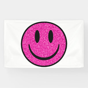 Pink Glitter Smile Face Banner