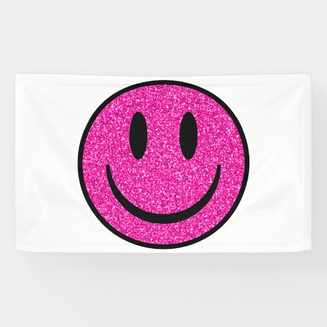 Pink Glitter Smile Face Banner (Horizontal)