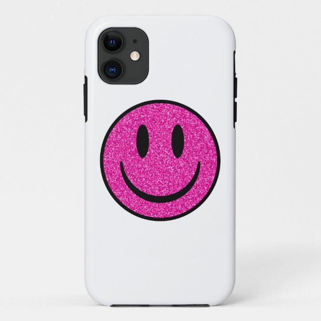 Pink Glitter Smile Face Case-Mate iPhone Case (Back)