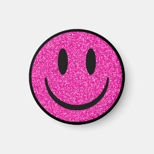 Pink Glitter Smile Face Magnet
