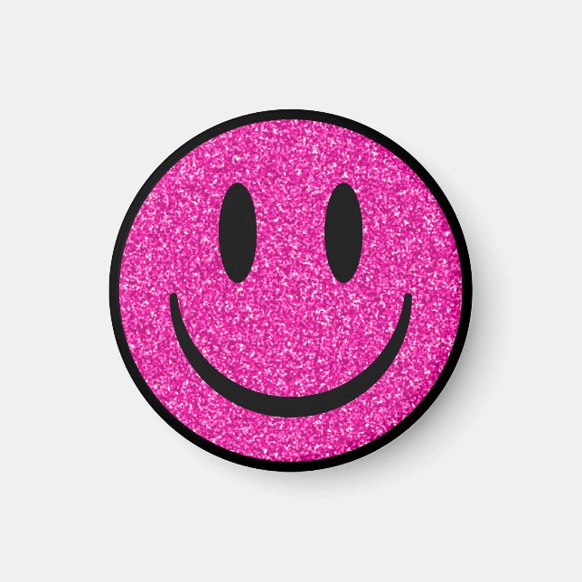 Pink Glitter Smile Face Magnet (Front)