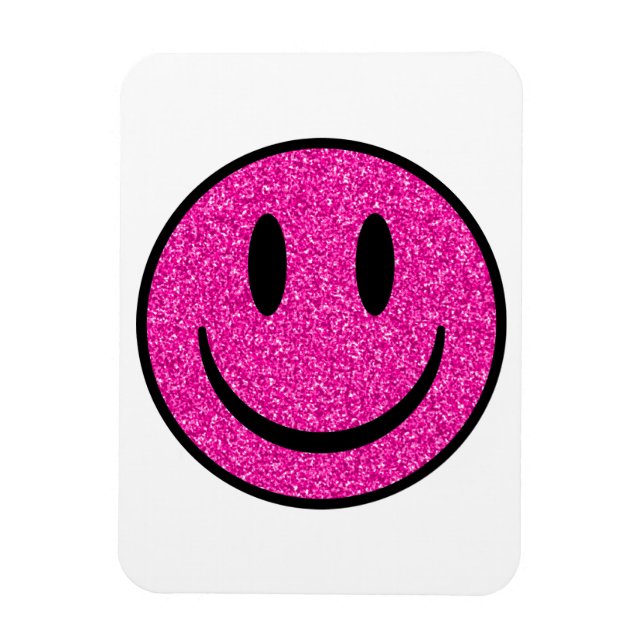 Pink Glitter Smile Face Magnet (Vertical)