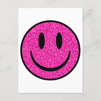 Pink Glitter Smile Face Postcard