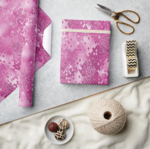 Pink Glitter Snake Skin Wrapping Paper
