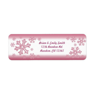 Pink glitter snowflake return address labels