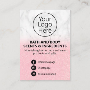 Pink Glitter Spa Scent Ingredient List Logo Business Card