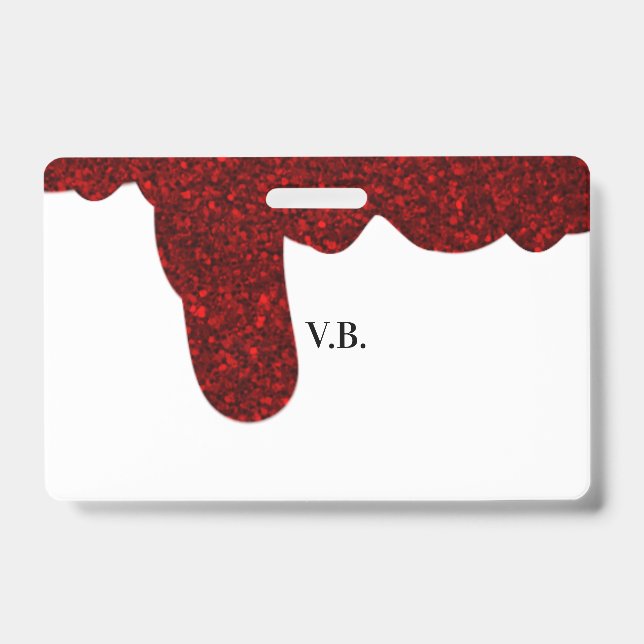 Pink glitter sparkle art design add name text  ID badge (Front)