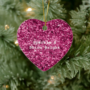 Pink Glitter Sparkle Ceramic Tree Decoration