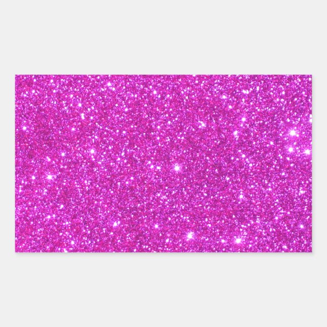 Pink Glitter Sparkle Customisable Design Rectangular Sticker (Front)