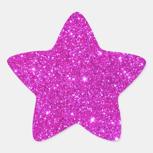 Pink Glitter Sparkle Customisable Design Star Sticker (Front)