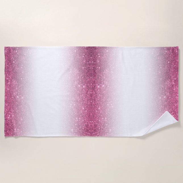 Pink Glitter Sparkle Fancy Glamour – Envelope Line Beach Towel (Front)