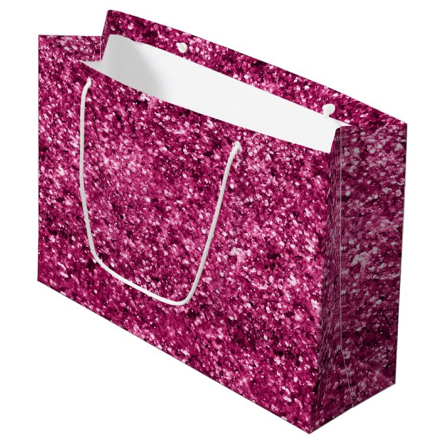 Pink Glitter Sparkle Large Gift Bag (Front Angled)