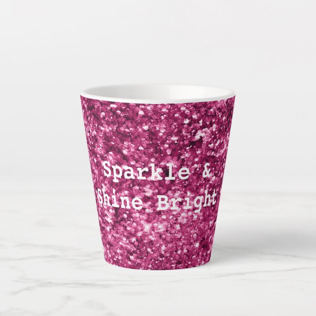 Pink Glitter Sparkle Latte Mug (Front)