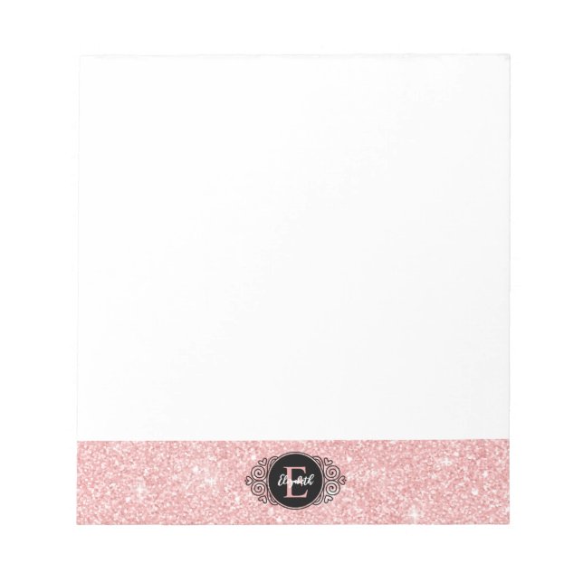 Pink Glitter Sparkle Monogram Notepad (Front)