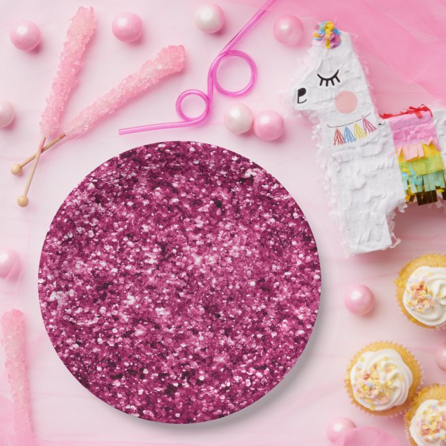 Pink Glitter Sparkle Paper Plate (Party)
