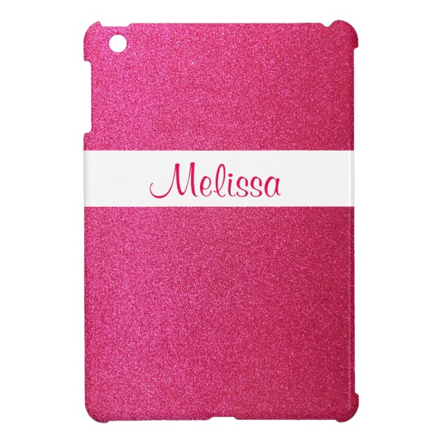 Pink Glitter Sparkle Personalised iPad Mini Case (Back)