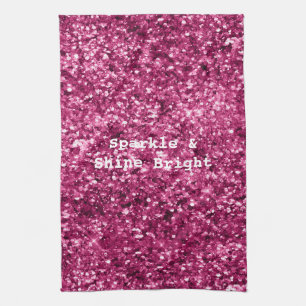 Pink Glitter Sparkle Tea Towel
